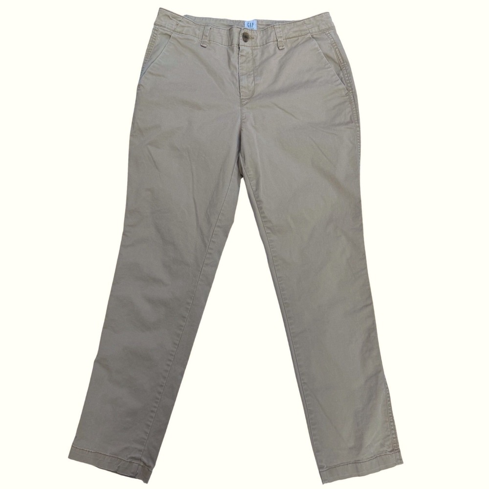 GAP Girlfriend Khaki Pants Chinos Relaxed Tapered Light Academia Preppy Sz 4